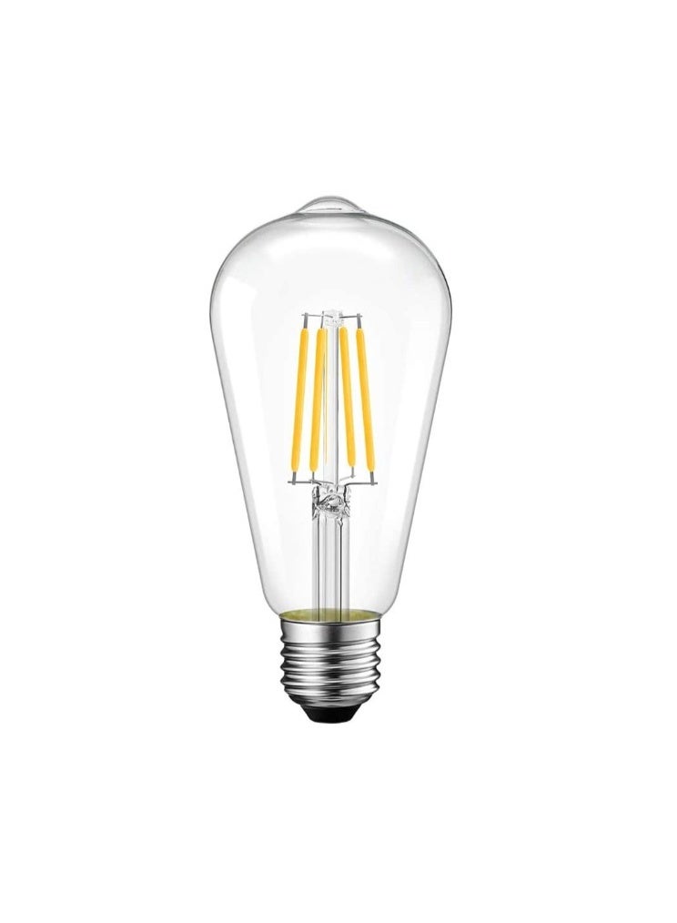 مصباح LED إيديسون فينتاج E27 شكل ST64 بقدرة 6 واط | إضاءة دافئة 2700 كلفن | زجاج شفاف ديكوري | إضاءة محيطية (غير قابل للتعتيم) - Image 1